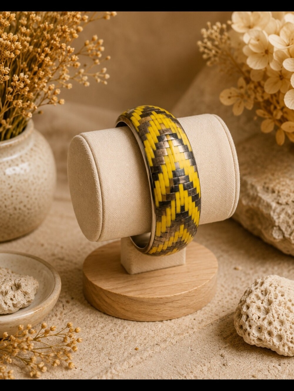 Yellow and Black Woven Pattern Bangle